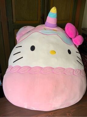 Hello Kitty Pastel Unicorn Plush Squishmallow - Pink & White
